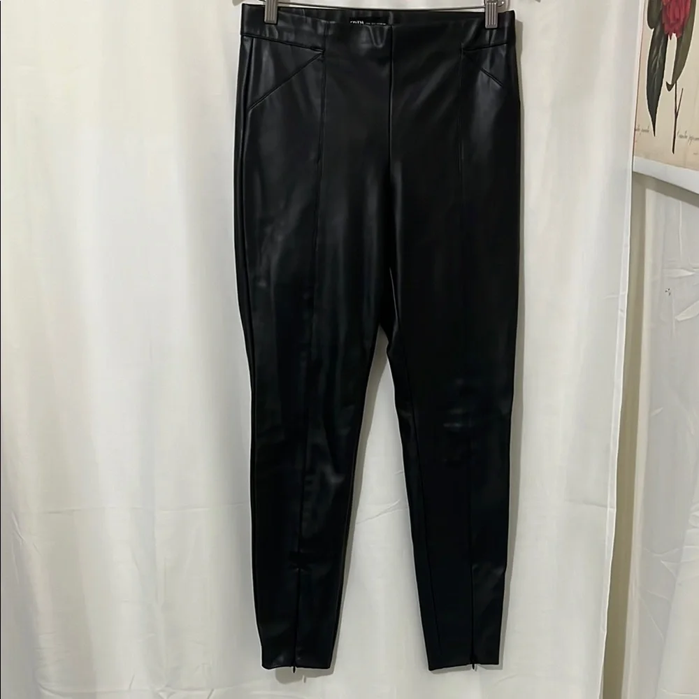 Zara Used Faux Leather Black Leggings
